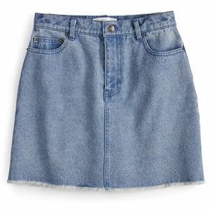 Frayed Hem Denim Skirt